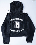 CROPPED WOMEN'S "B" BRICKHOUSE BOXING CLUB WINDBREAKER – BLACK